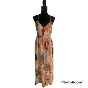 Long maxi multi colored dress, size large